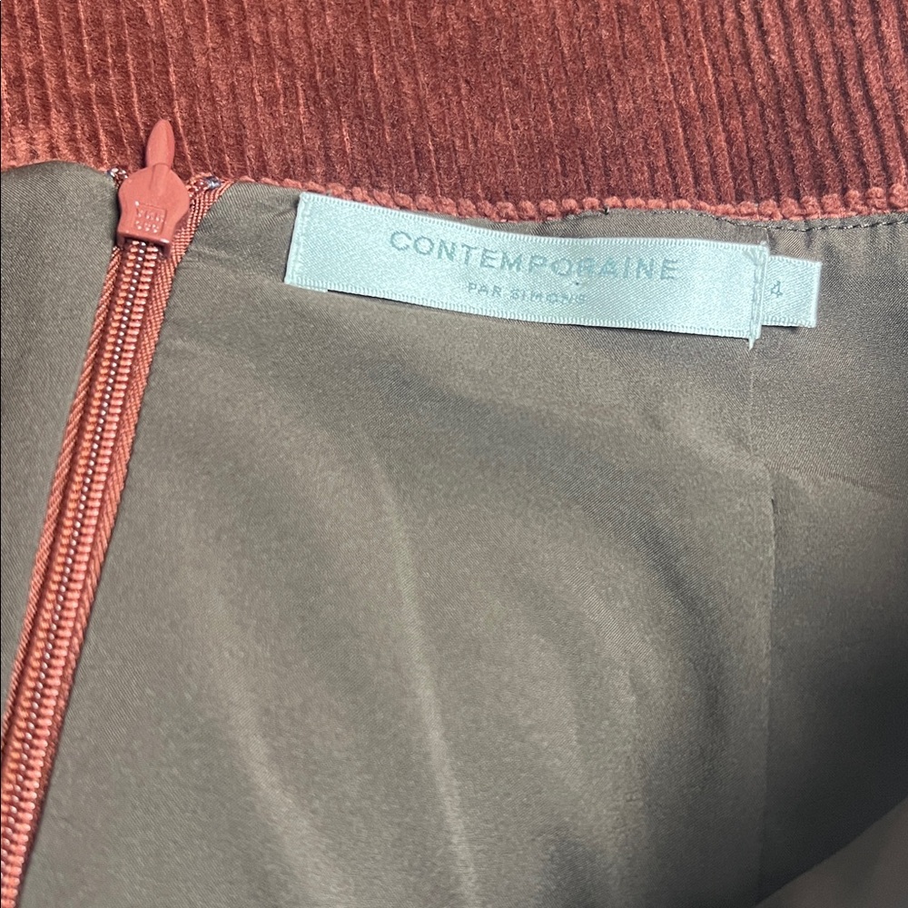 Simons Contemporaine corduroy rust brown lined button accent pencil skirt 4 - Picture 7 of 8